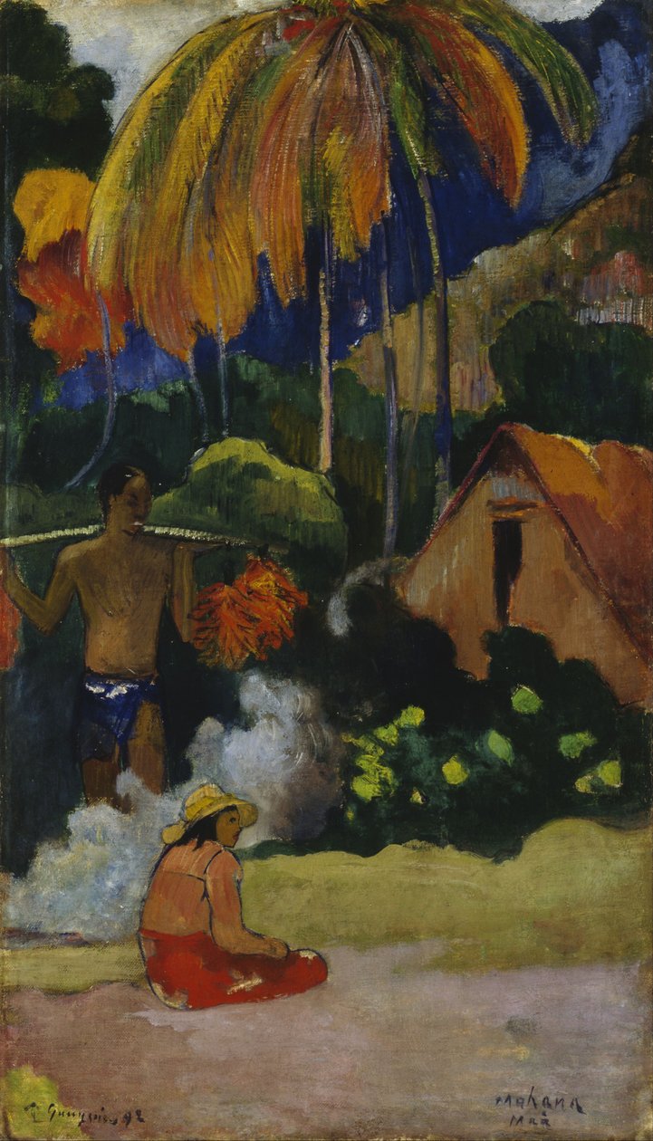Mahana Maà táj Tahitin alkotó: Paul Gauguin