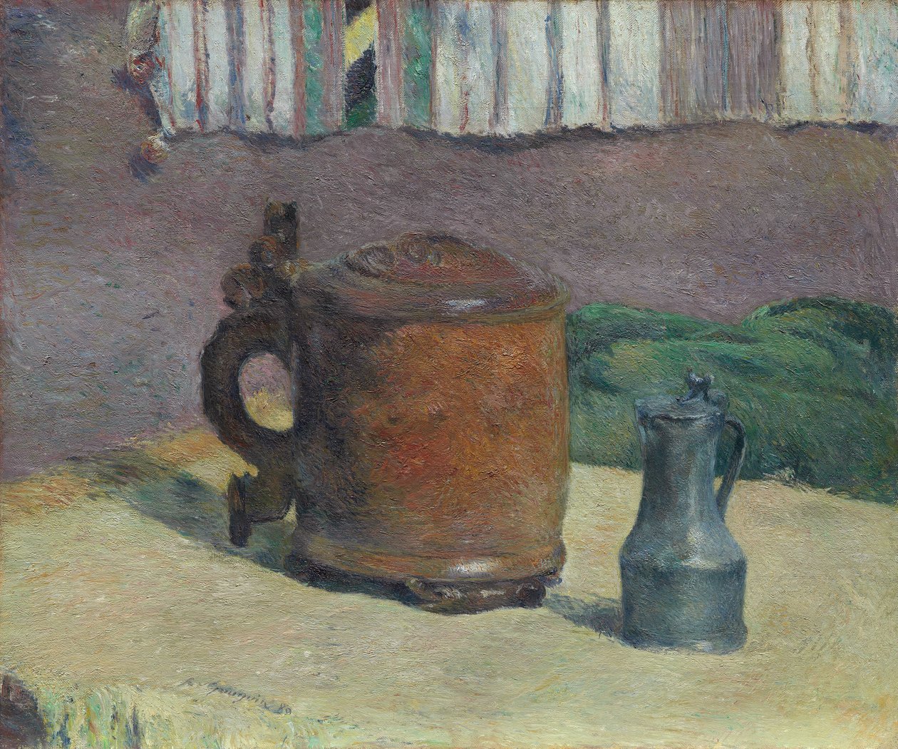 Csendélet: Wood Tankard és fémkancsó alkotó: Paul Gauguin