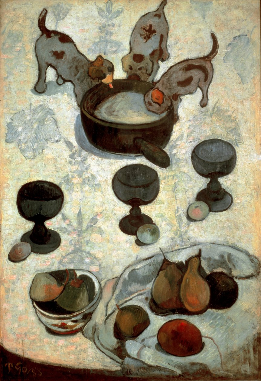 Csendélet három kiskutyával alkotó: Paul Gauguin
