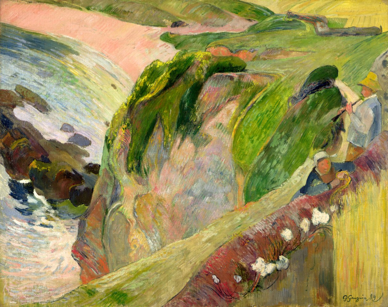 A Flageolet játékos a sziklán alkotó: Paul Gauguin