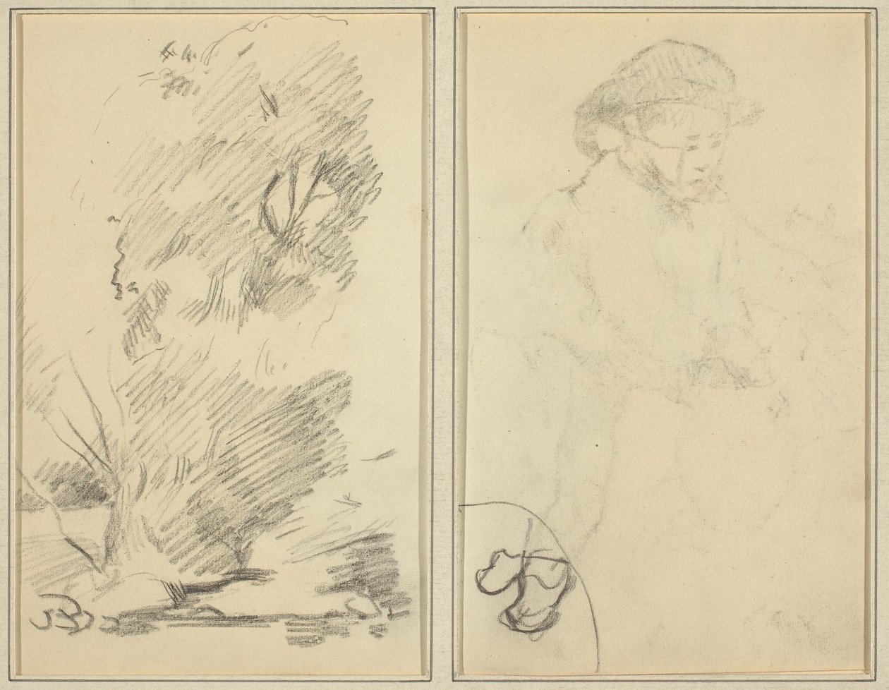 Fák; Vázlat a Breton Boyról [verso] alkotó: Paul Gauguin