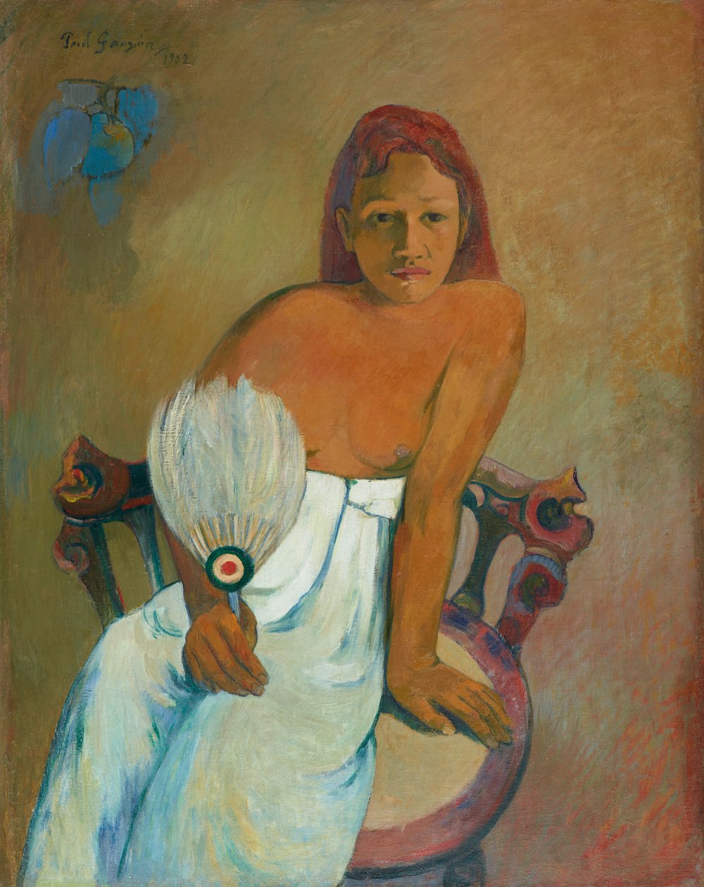 Nő ventilátorral. alkotó: Paul Gauguin