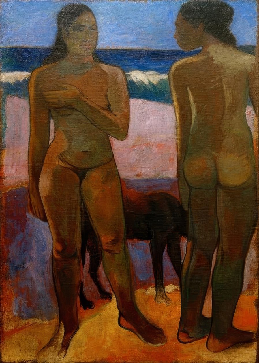 Két tahiti nő a tengerparton alkotó: Paul Gauguin