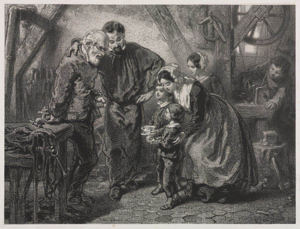 A dolgozók születésnapja. alkotó: Paul Gavarni