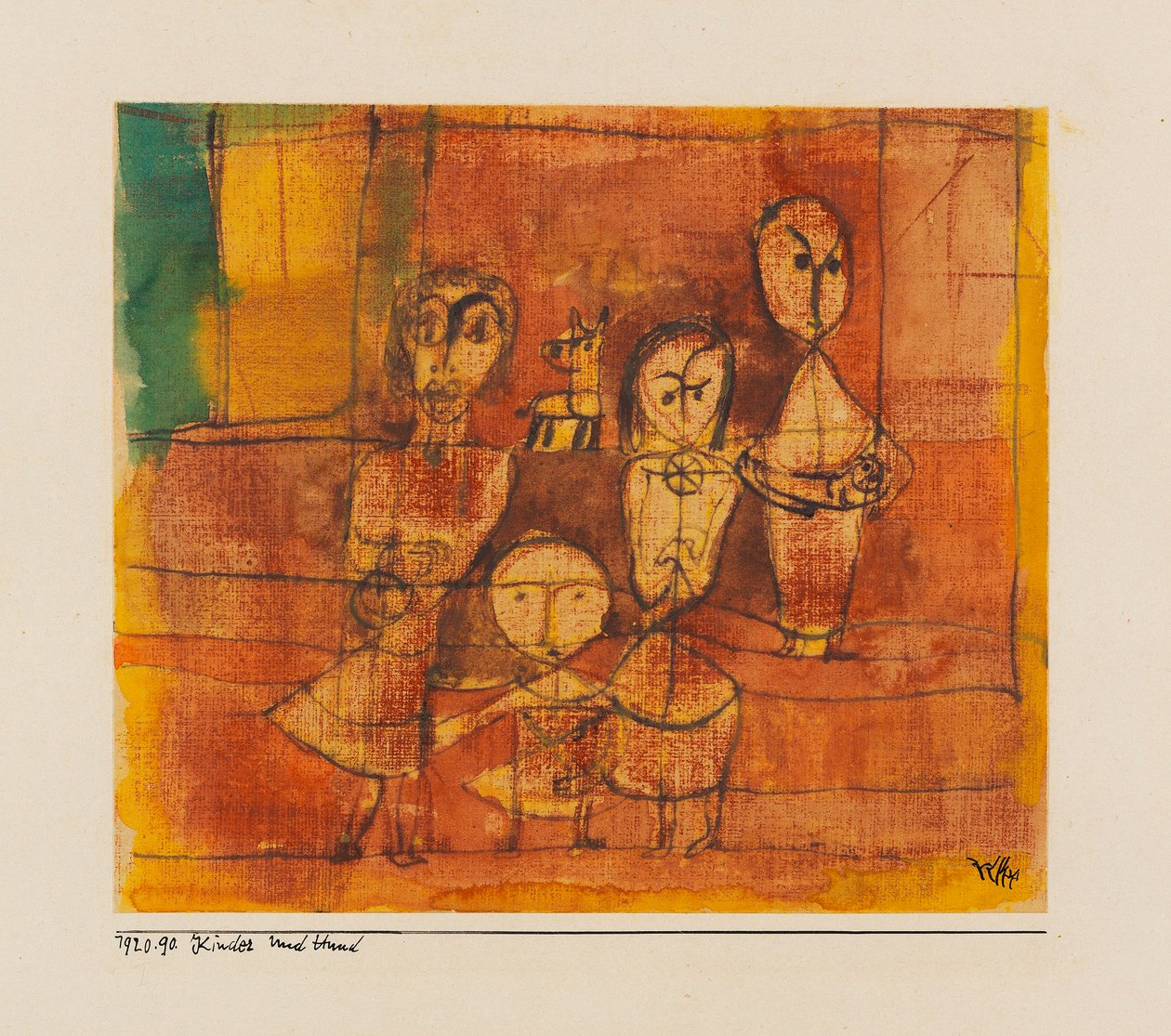 Gyermekek és kutya, 1920. alkotó: Paul Klee