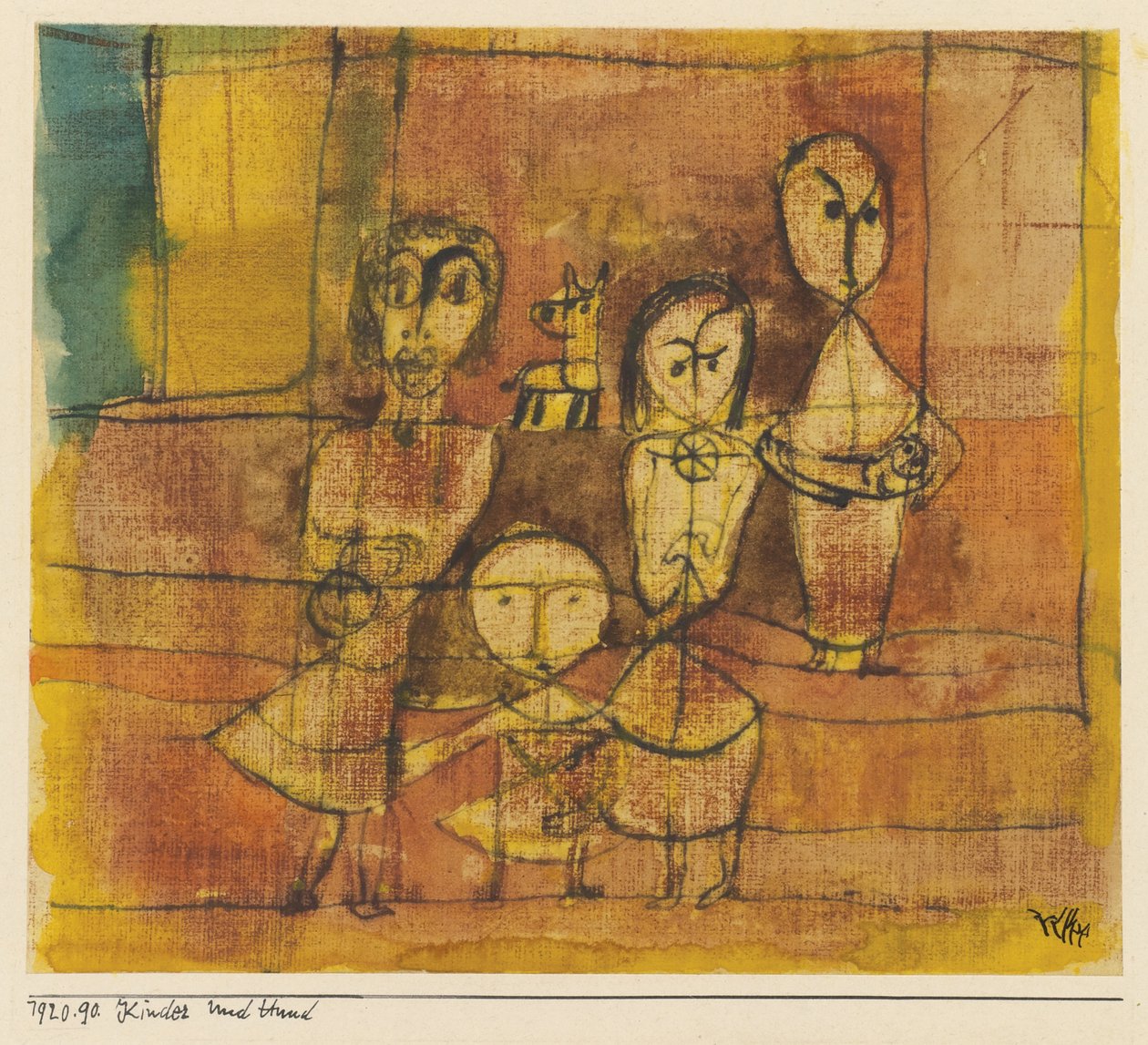 Gyermekek és kutya, 1920 alkotó: Paul Klee
