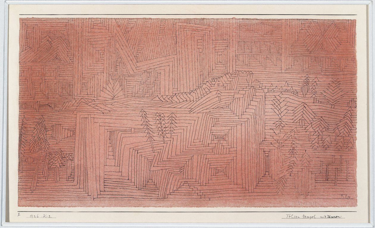 Sziklatemplomok fenyőkkel alkotó: Paul Klee