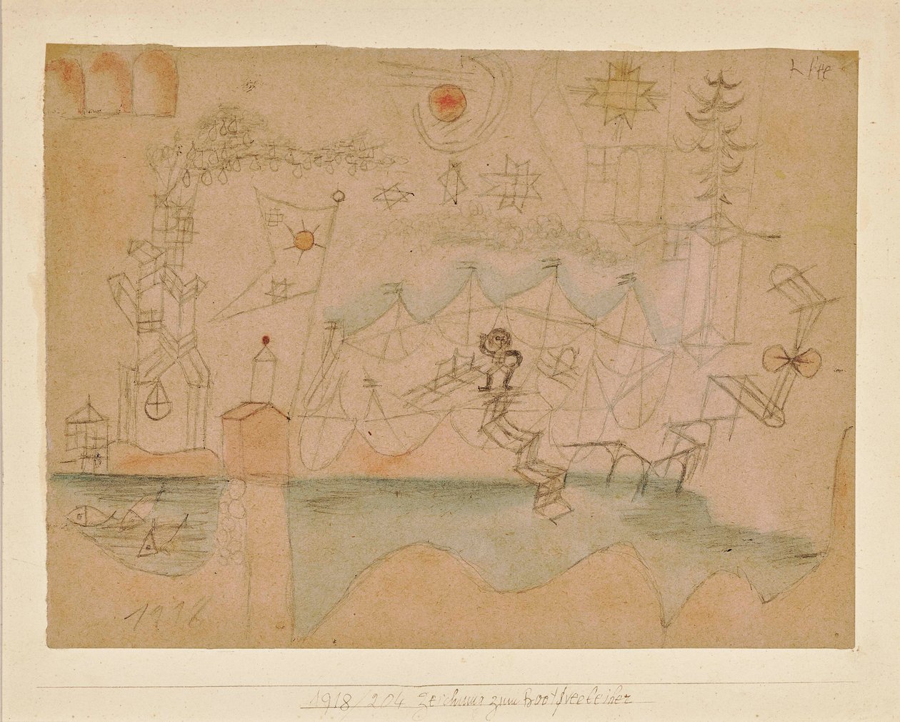 Rajz a csónakbérléshez, 1918. alkotó: Paul Klee