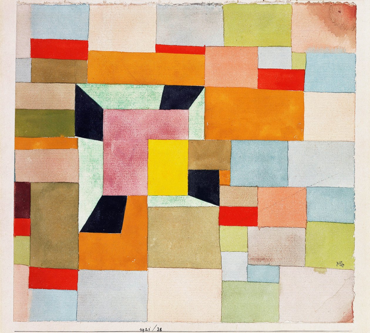 osztott színes téglalapok; Osztott színű négyzetek alkotó: Paul Klee