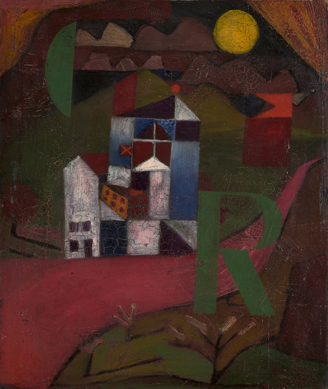Villa R. Ház az út szélén, 1919. alkotó: Paul Klee