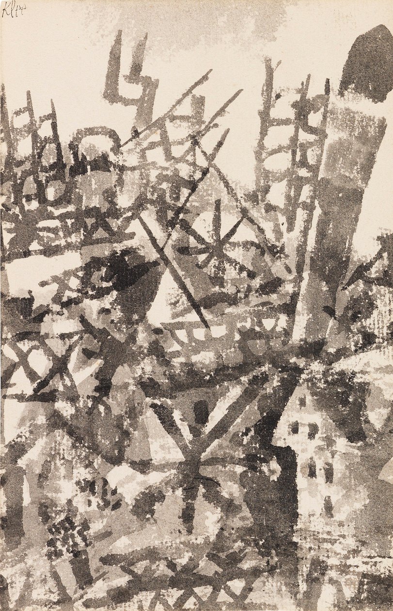 Háború egy helység felett, 1914. alkotó: Paul Klee