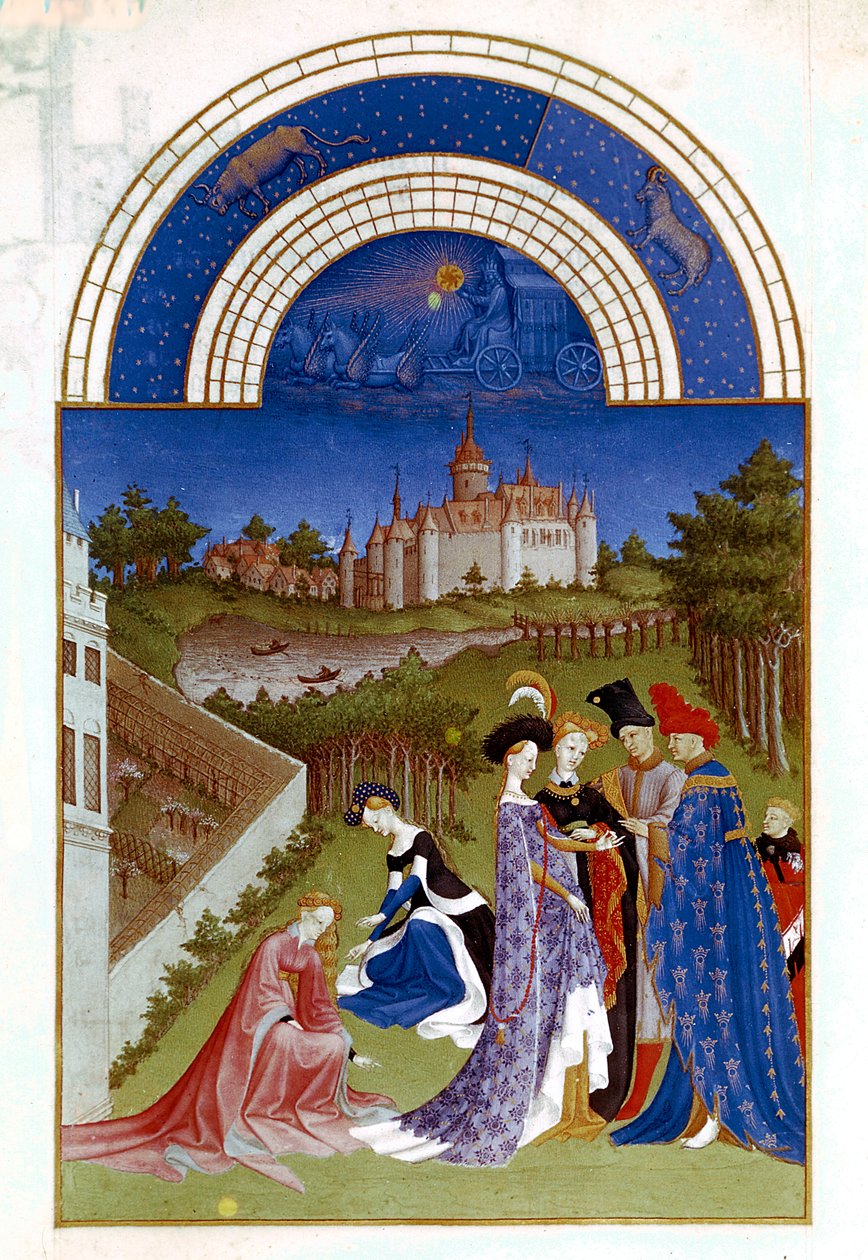 április, 1412-1416 alkotó: Paul Limbourg