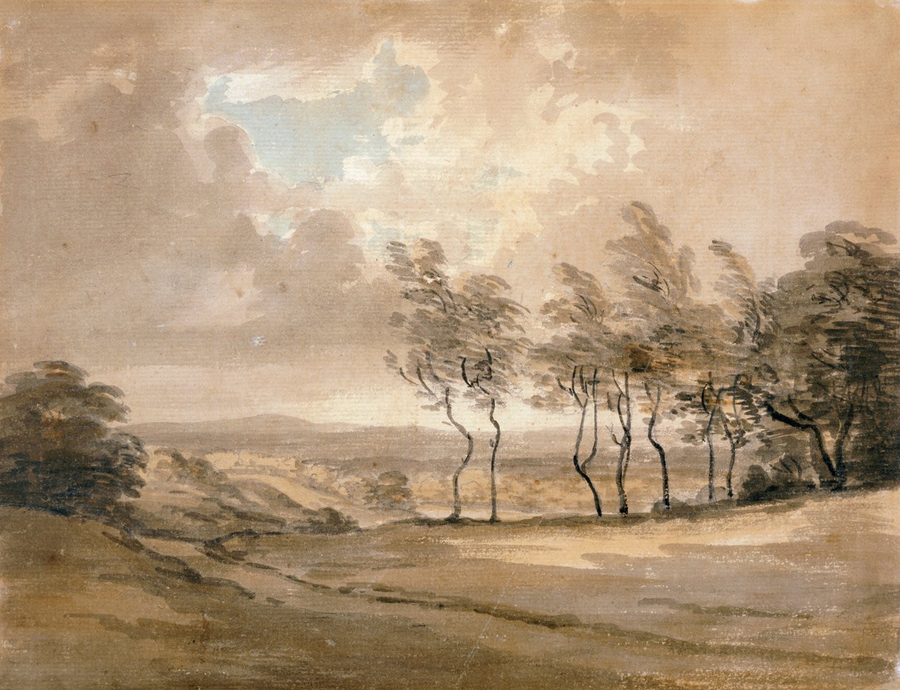 „Hampstead Heath kilátása”, 18. század alkotó: Paul Sandby
