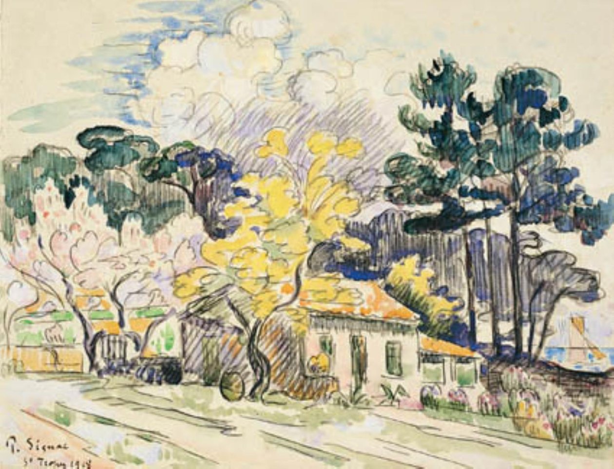 Saint Tropez. Fészer (?) alkotó: Paul Signac