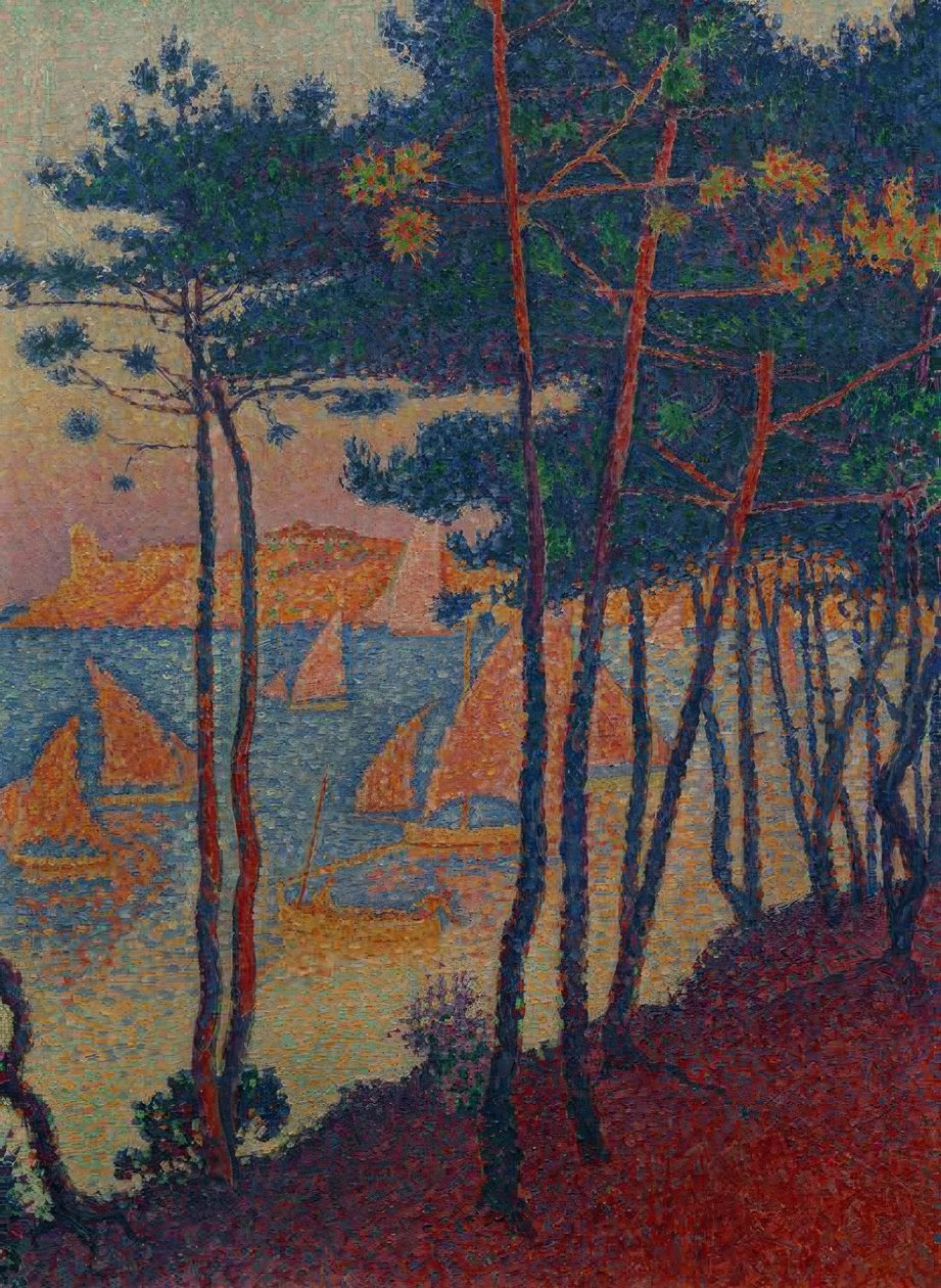 Vitorlák és fenyőfák alkotó: Paul Signac