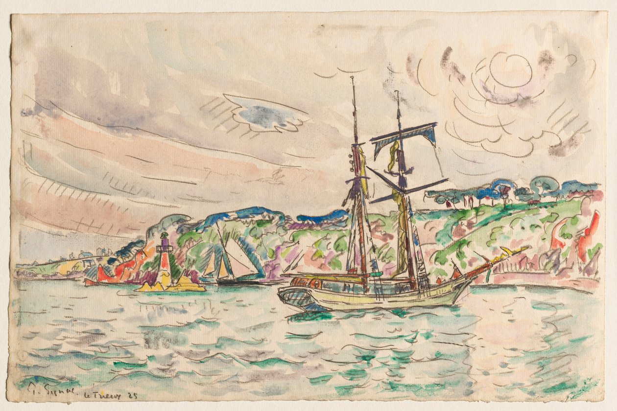 Hajók a Trieux folyó közelében alkotó: Paul Signac