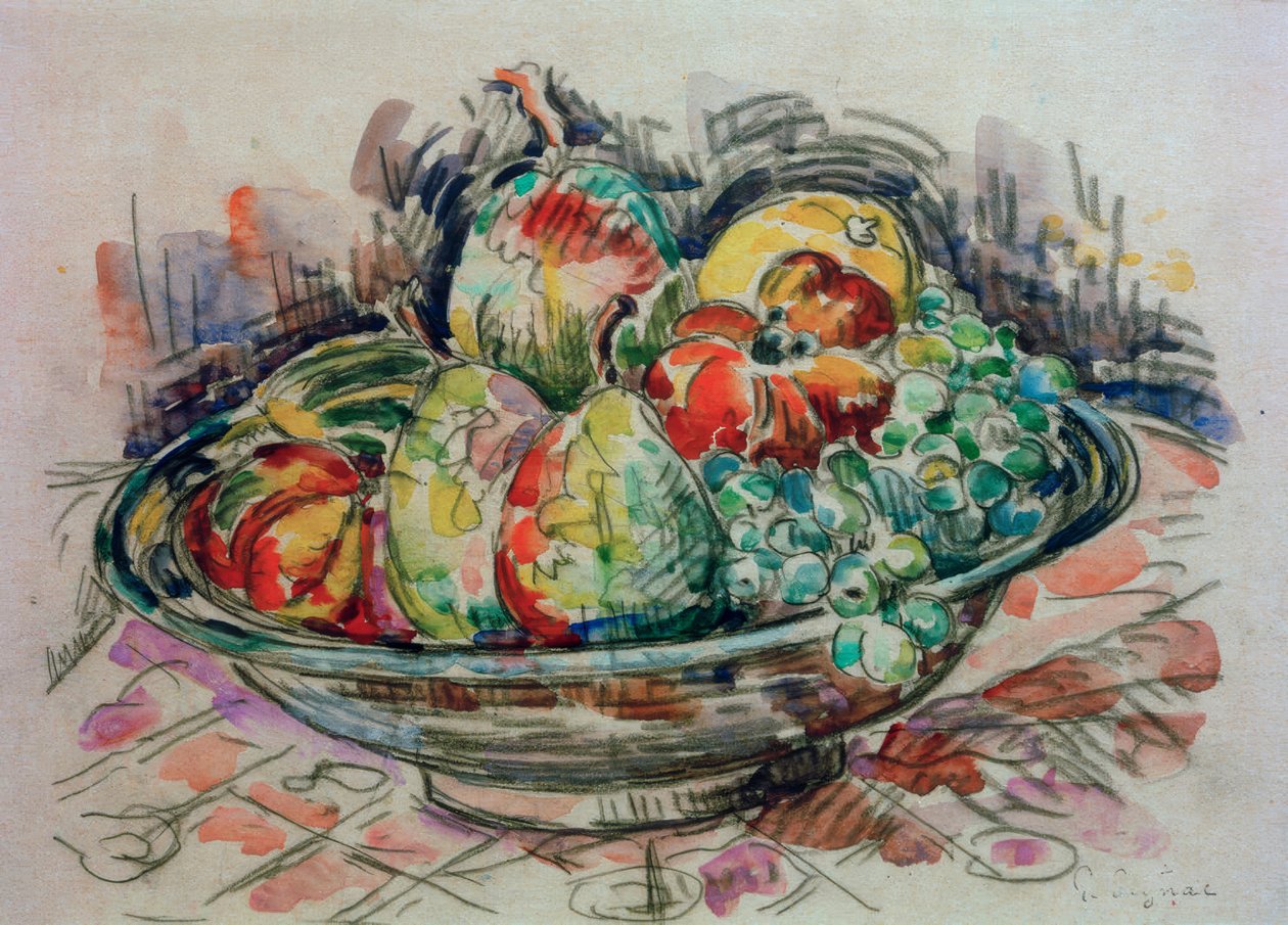 Csendélet gyümölcsös tál alkotó: Paul Signac