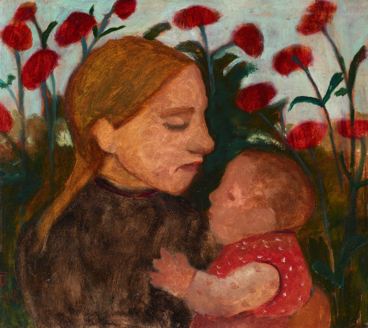 Anya és gyermeke, 1904 körüli (olaj, karton) alkotó: Paula Modersohn Becker
