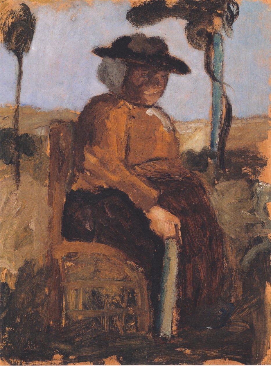 Tanulmány a kertben ülő Dreebeenről alkotó: Paula Modersohn Becker
