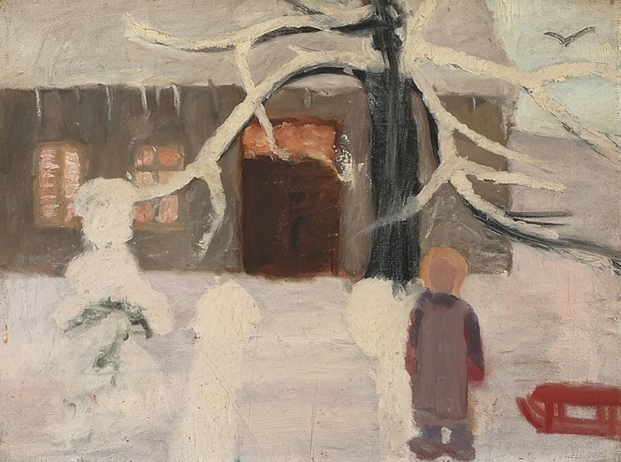 Fiú a hóban. 1905 körül alkotó: Paula Modersohn Becker