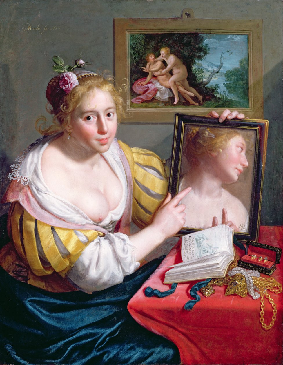 Lány tükörrel, a profán szerelem allegóriája, 1627 alkotó: Paulus Moreelse