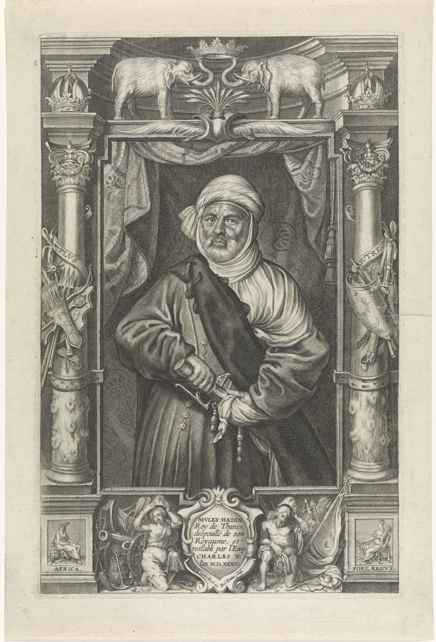 Mulay Hasan tunéziai király portréja alkotó: Paulus Pontius