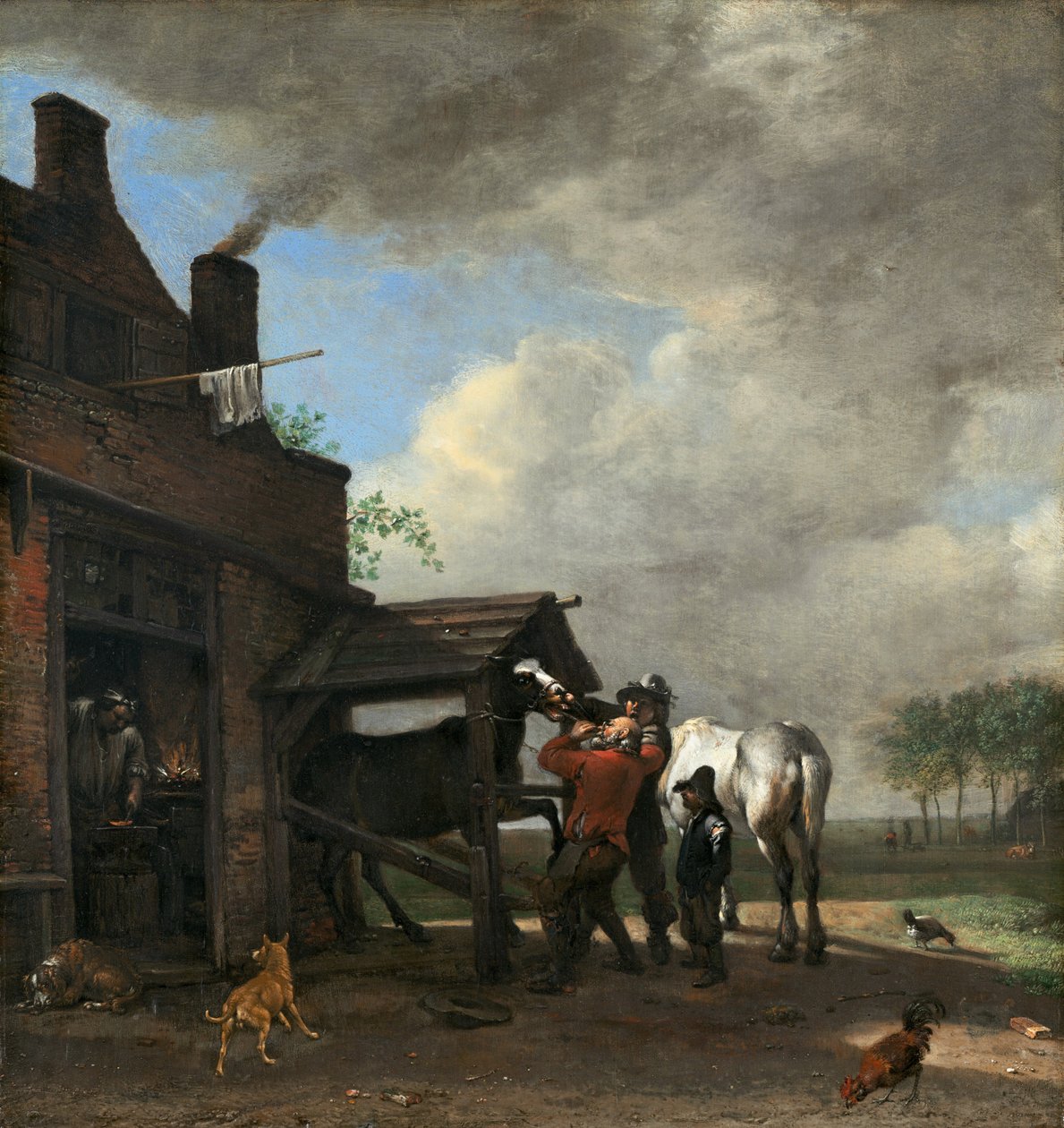 Egy patkolókovács boltja, 1648. alkotó: Paulus Potter