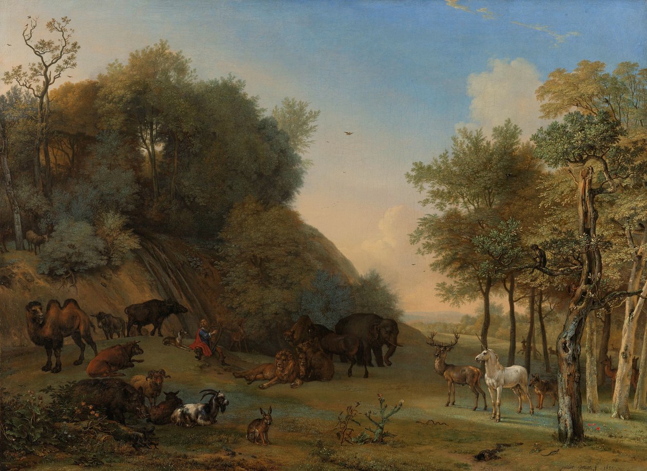 Orpheus és az állatok Orpheus elbűvöli a vadállatokat alkotó: Paulus Potter