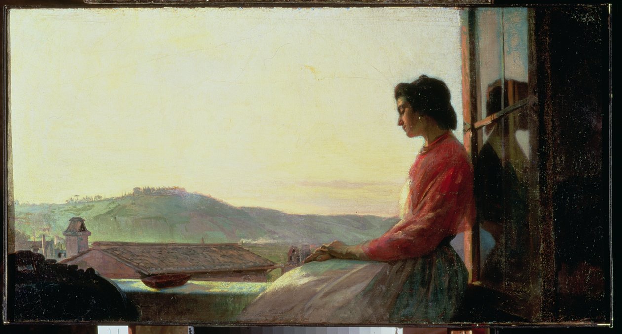 Giovannina egy ablakpárkányon ül alkotó: Pavel Petrovich Chistiakov