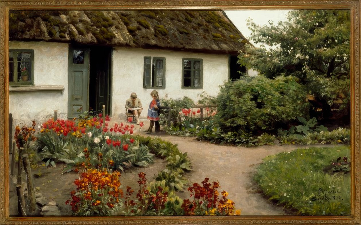 Olvasóóra a virágoskertben alkotó: Peder Monsted