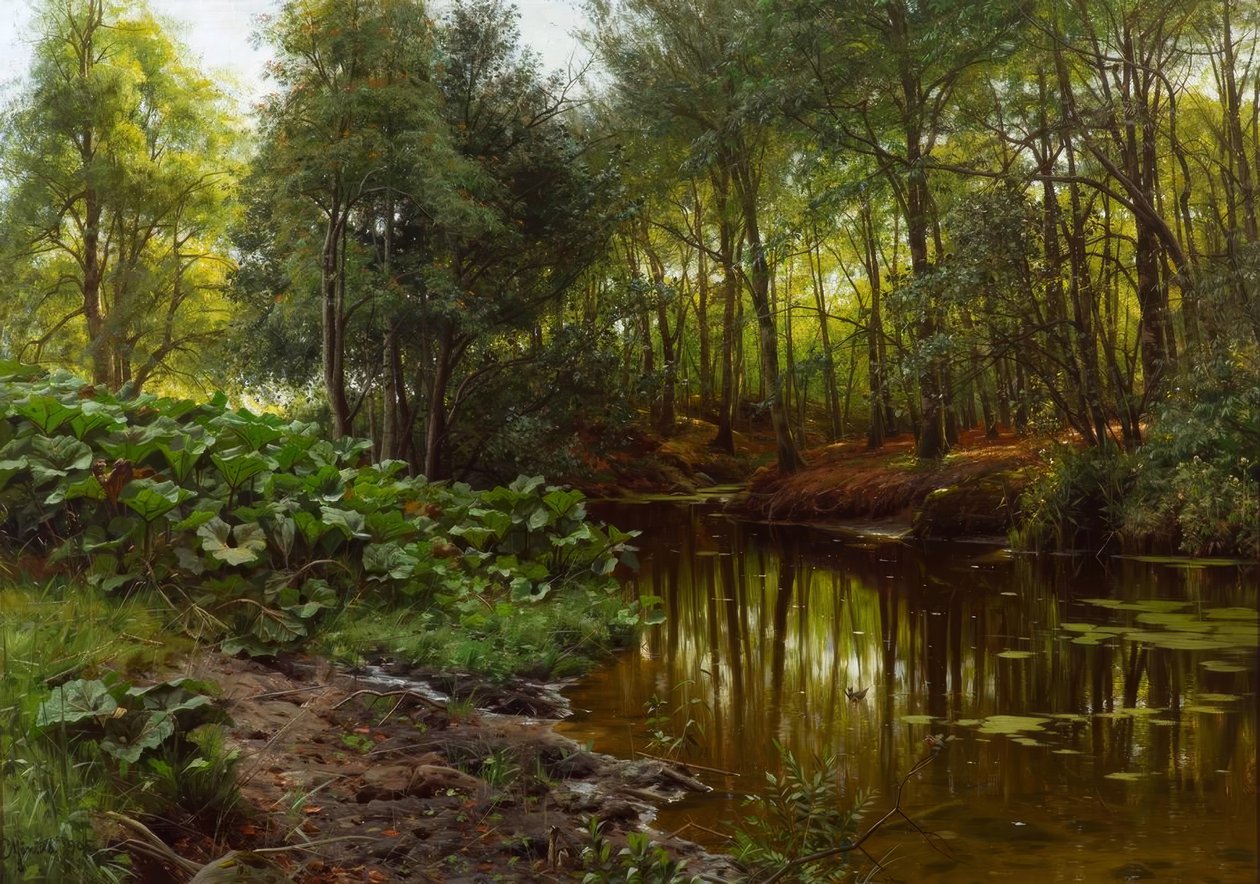 P.Mönsted, nyári nap az erdei pataknál alkotó: Peder Monsted