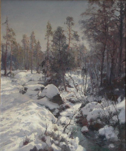 Tavaszi olvadás (olaj, vászon) alkotó: Peder Knudsen