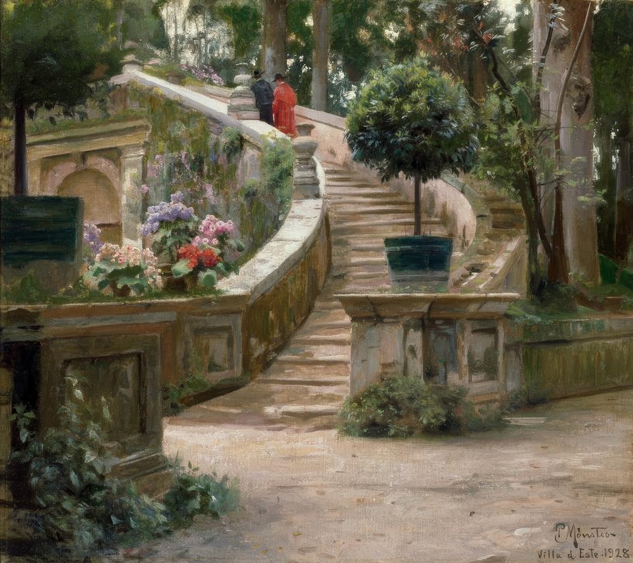 A Villa dEste parkjában alkotó: Peder Monsted