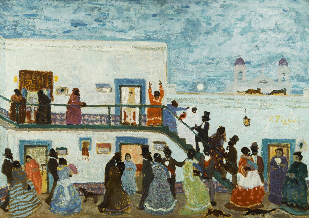 Megérkezés a templomba; Érkezés a templomból alkotó: Pedro Figari