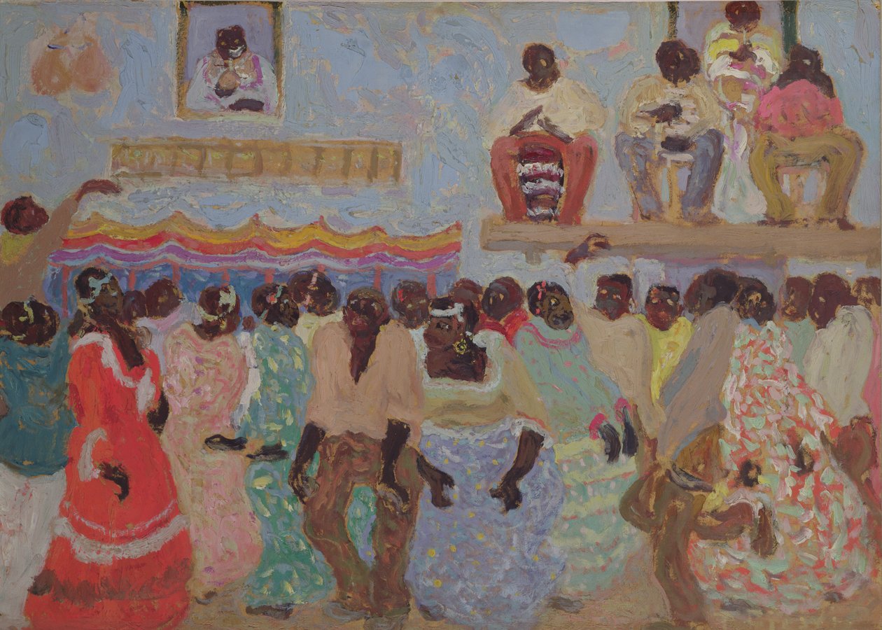 Fekete tánc (olaj a kártyán) alkotó: Pedro Figari