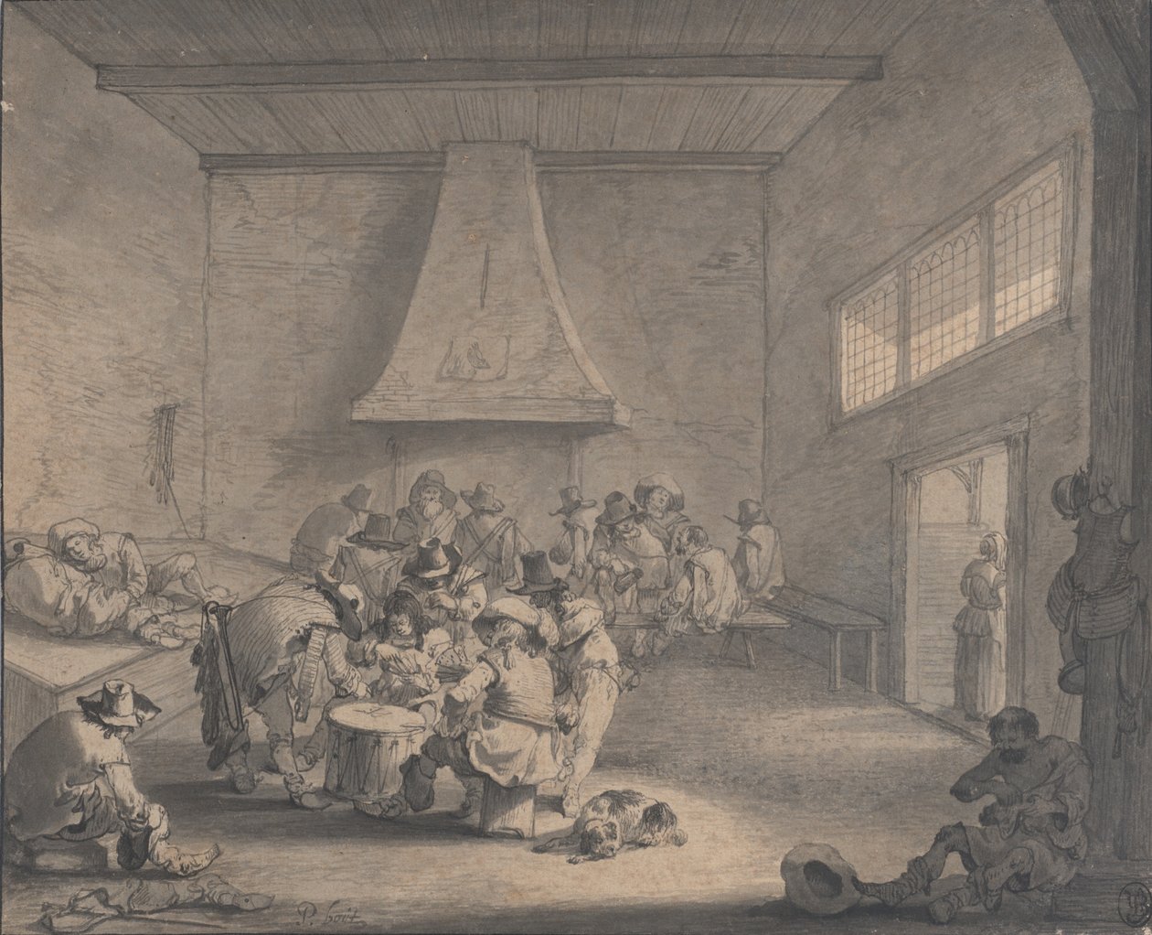 Őrházi jelenet, 1700 körül. alkotó: Peeter Bout