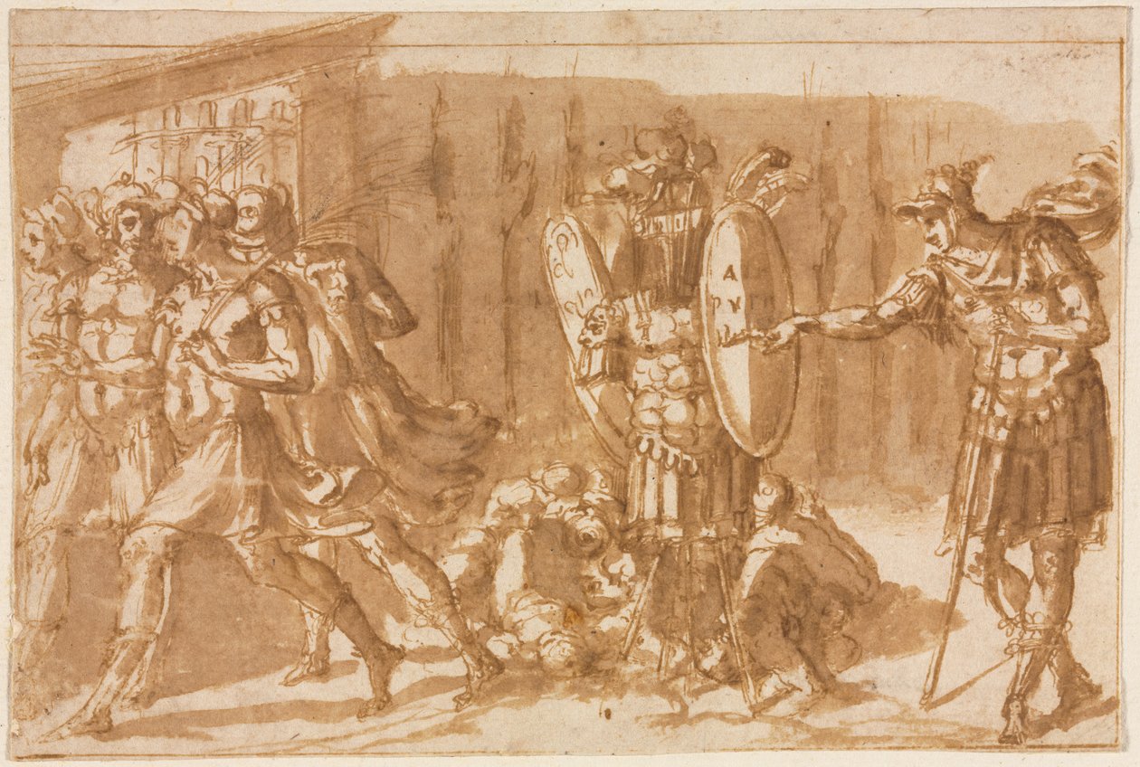 Győztes katonák trófeával, 1550-es évek. alkotó: Pellegrino Tibaldi