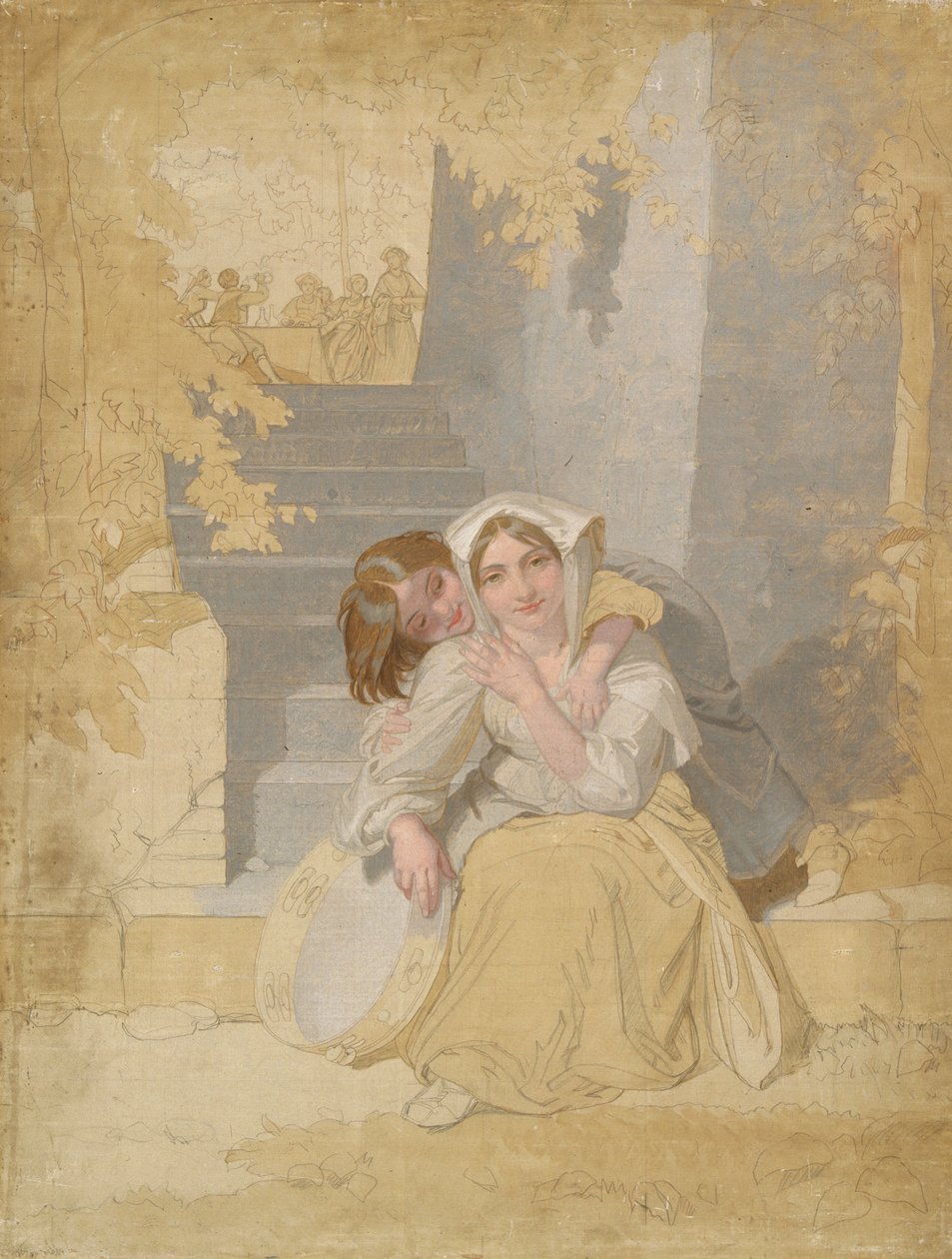 "A tamborine", 1820-1885 alkotó: Penry Williams
