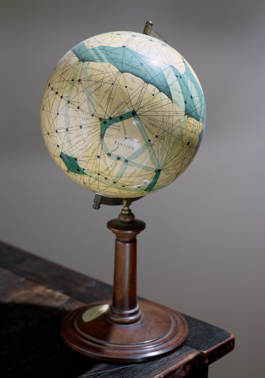 A Mars bolygó földgömbje, 1903-09 között készült alkotó: Percival Lowell