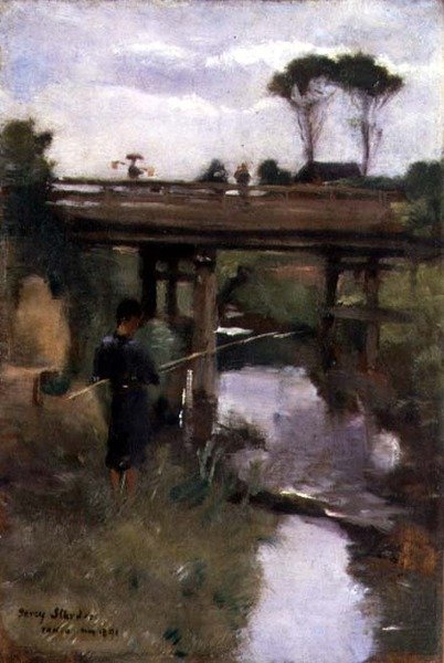 Fisherboy, Tokió, 1891. május (olaj, panel) alkotó: Percy Sturdee