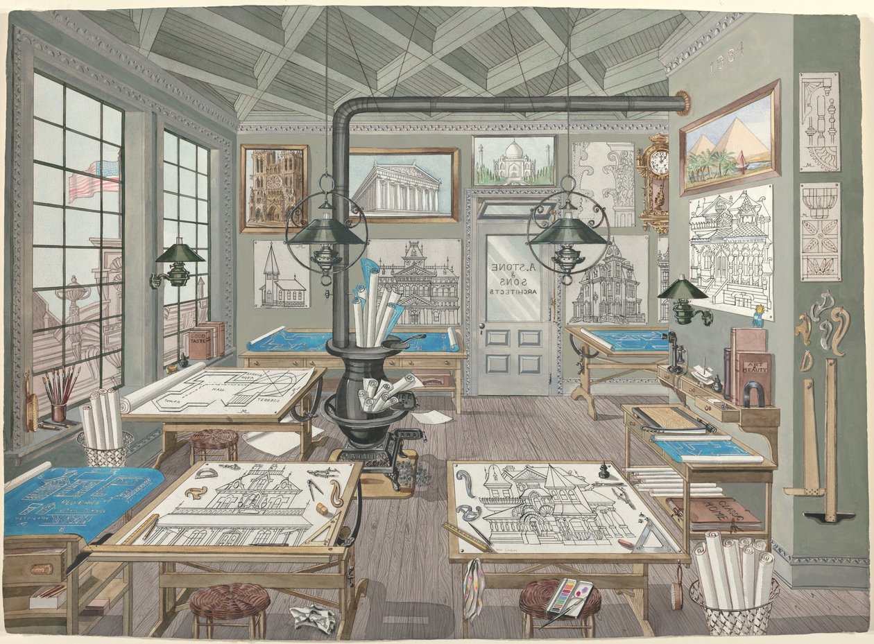 Építész tervezőszoba, 1884, 19351942. alkotó: Perkins Harnly