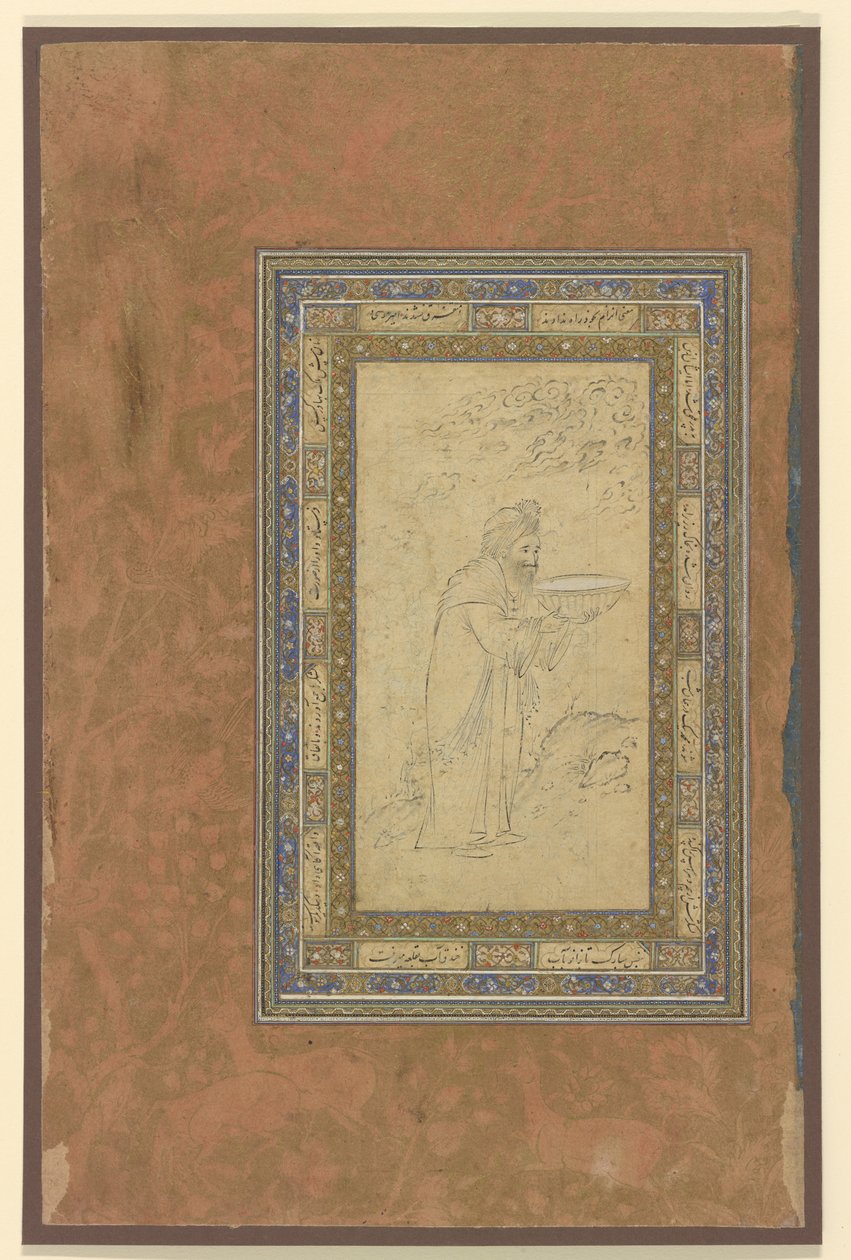 Egy idős férfi tálat visz, 1610-15 körül alkotó: Persian School