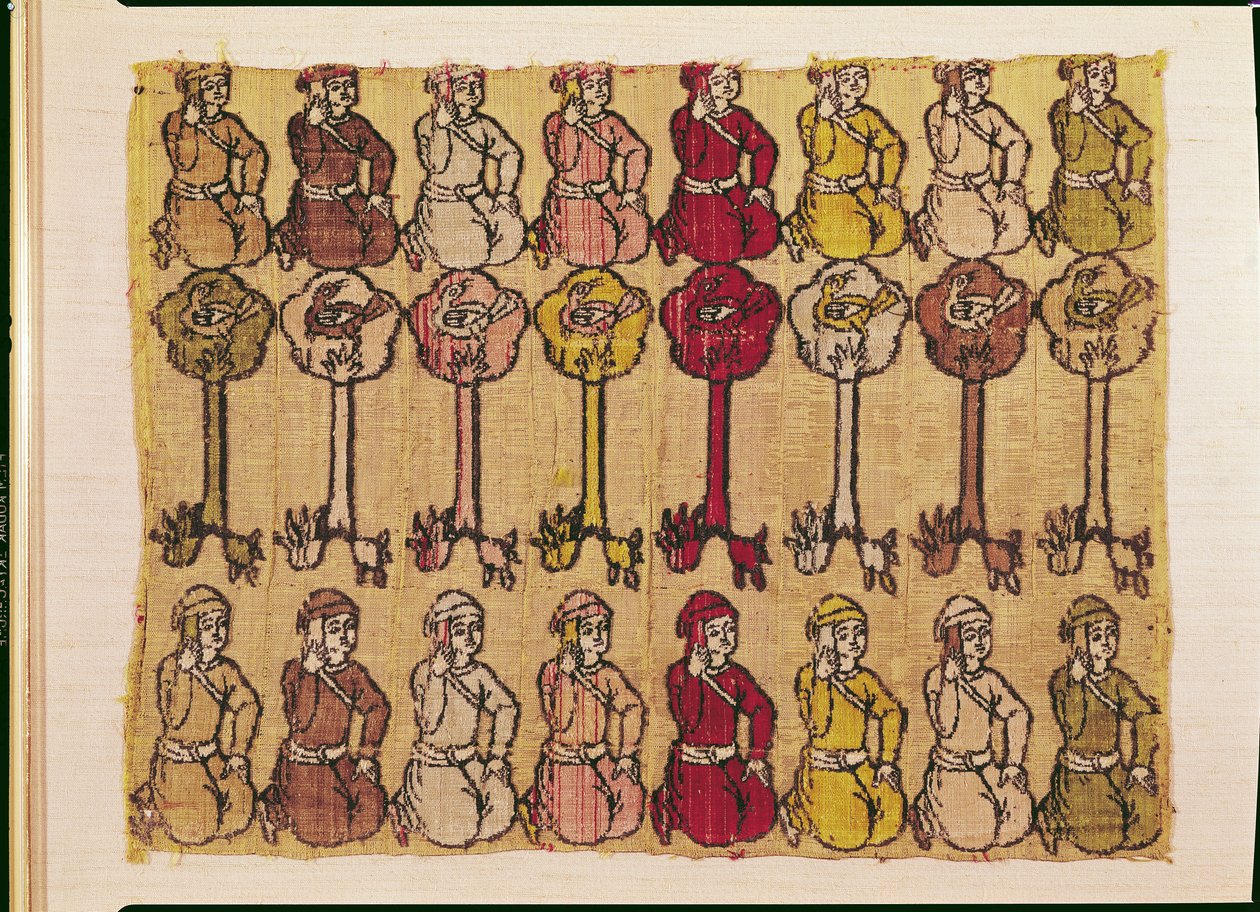 Vadászok és madarak ácsorogtak a fákon alkotó: Persian School