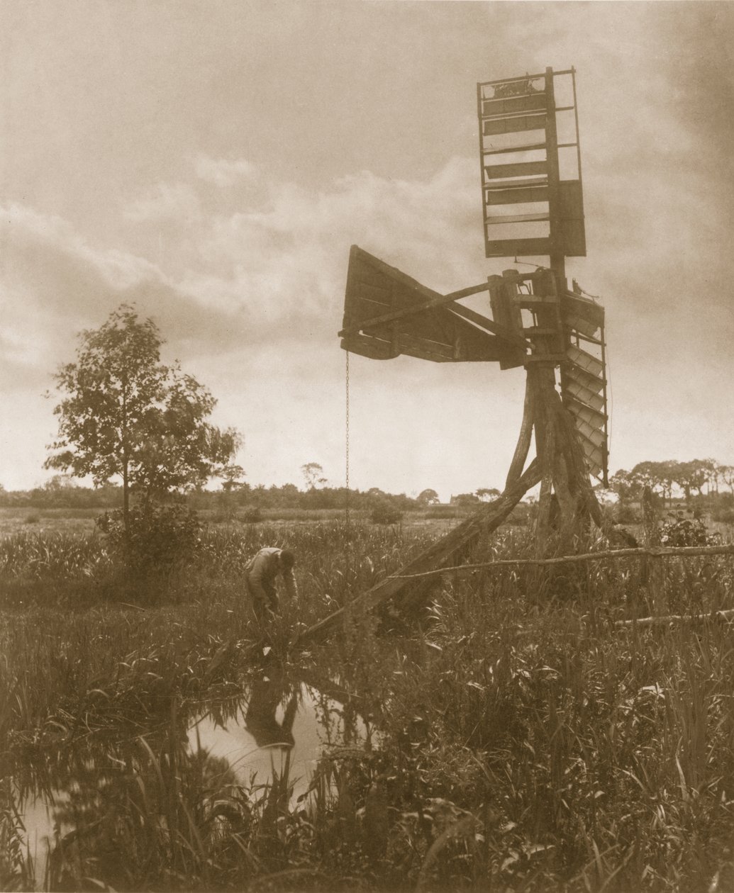 Egy romos vízimalom, Élet és táj a Norfolk Broads-on, 1886 körül alkotó: Peter Emerson und Thomas Goodall