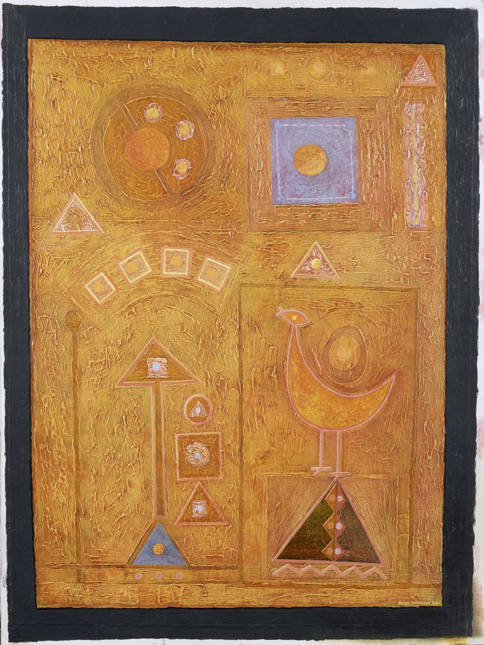 Madárhívás a nap felé, 1986 (akril papíron) alkotó: Peter Davidson