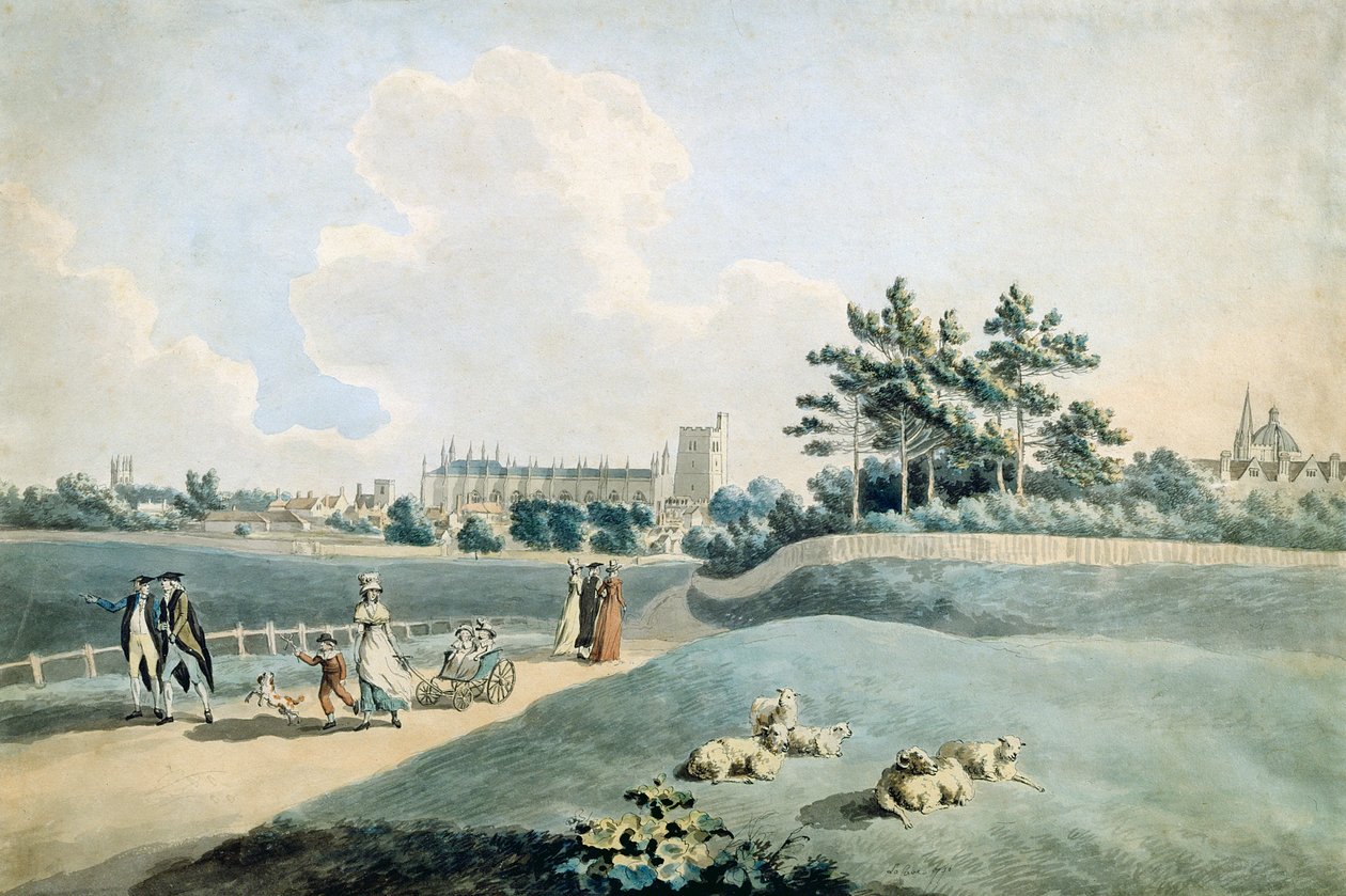 New College from the Parks, 1790 körül (wc papíron) alkotó: Peter La Cave