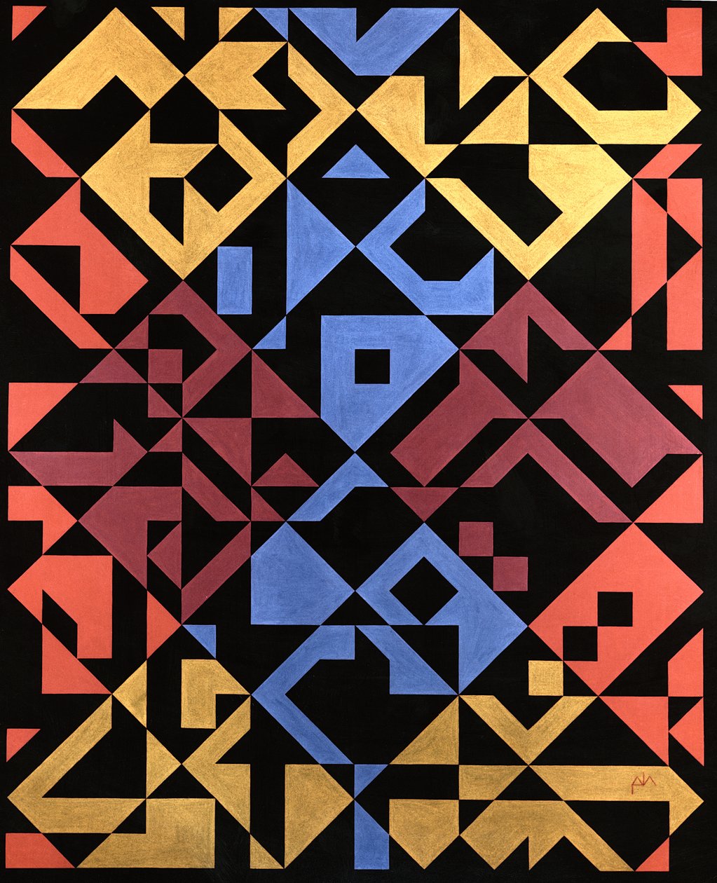 Interposed Diagonals, 1984 (tempera papíron) alkotó: Peter McClure