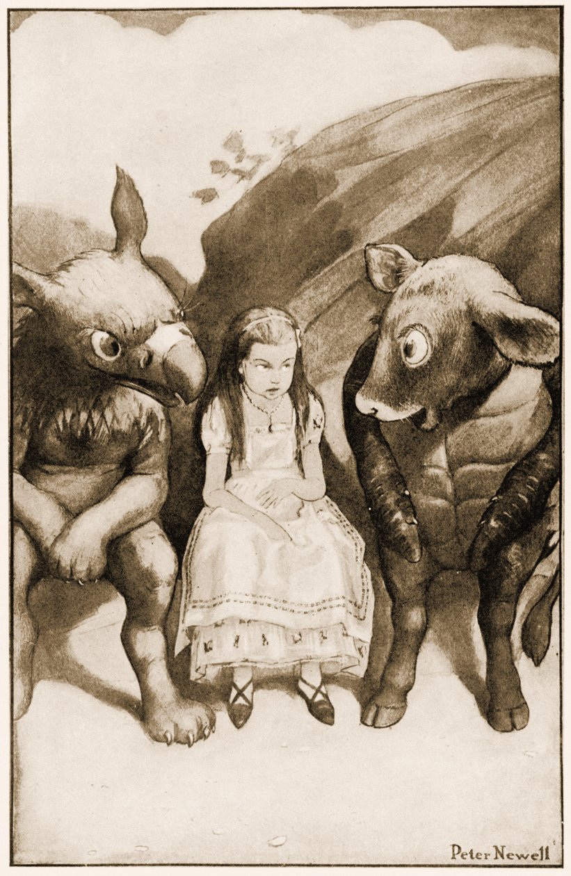 "Alice elkezdte mesélni nekik a kalandjait", illusztráció Lewis Carroll Alice kalandjai Csodaországban című művéhez, 1901 alkotó: Peter Newell