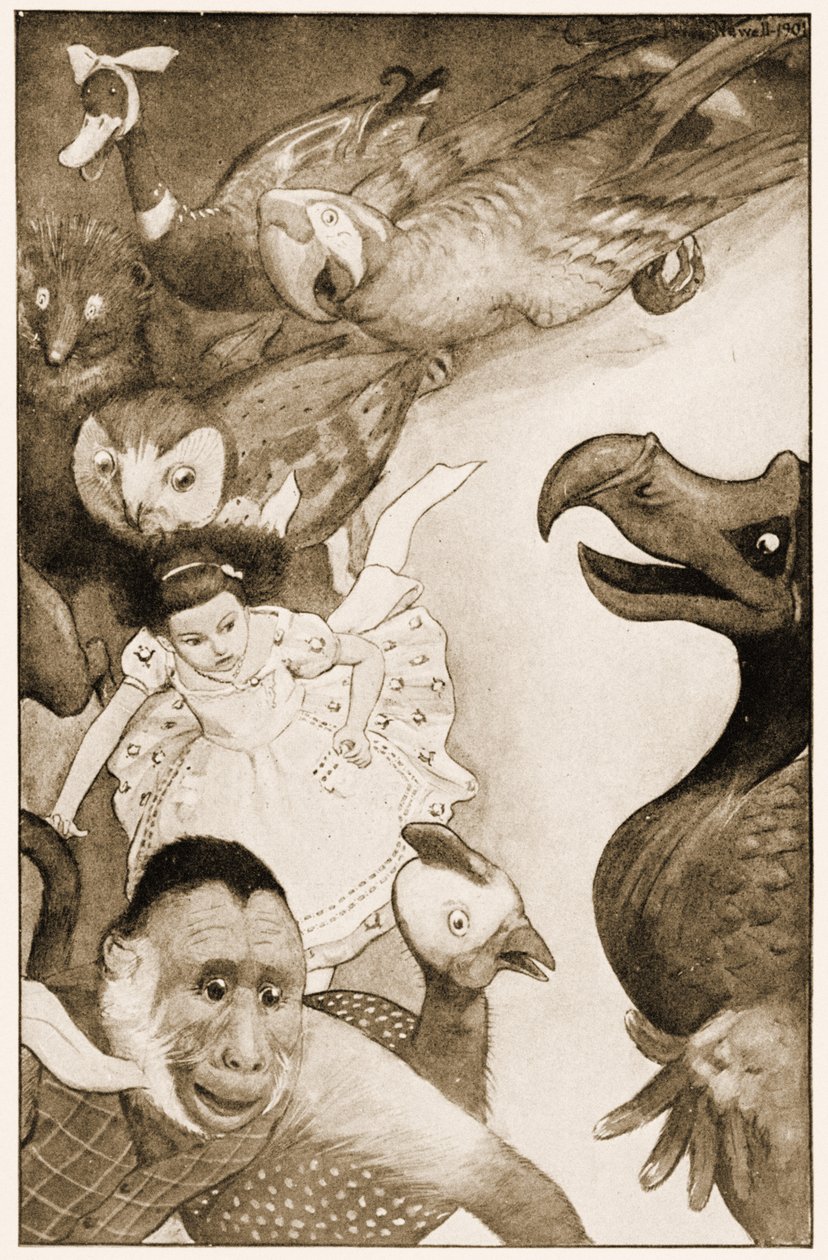 "The Caucus-Race", illusztráció Lewis Carroll Alice Csodaországban kalandjaihoz, 1901 alkotó: Peter Newell