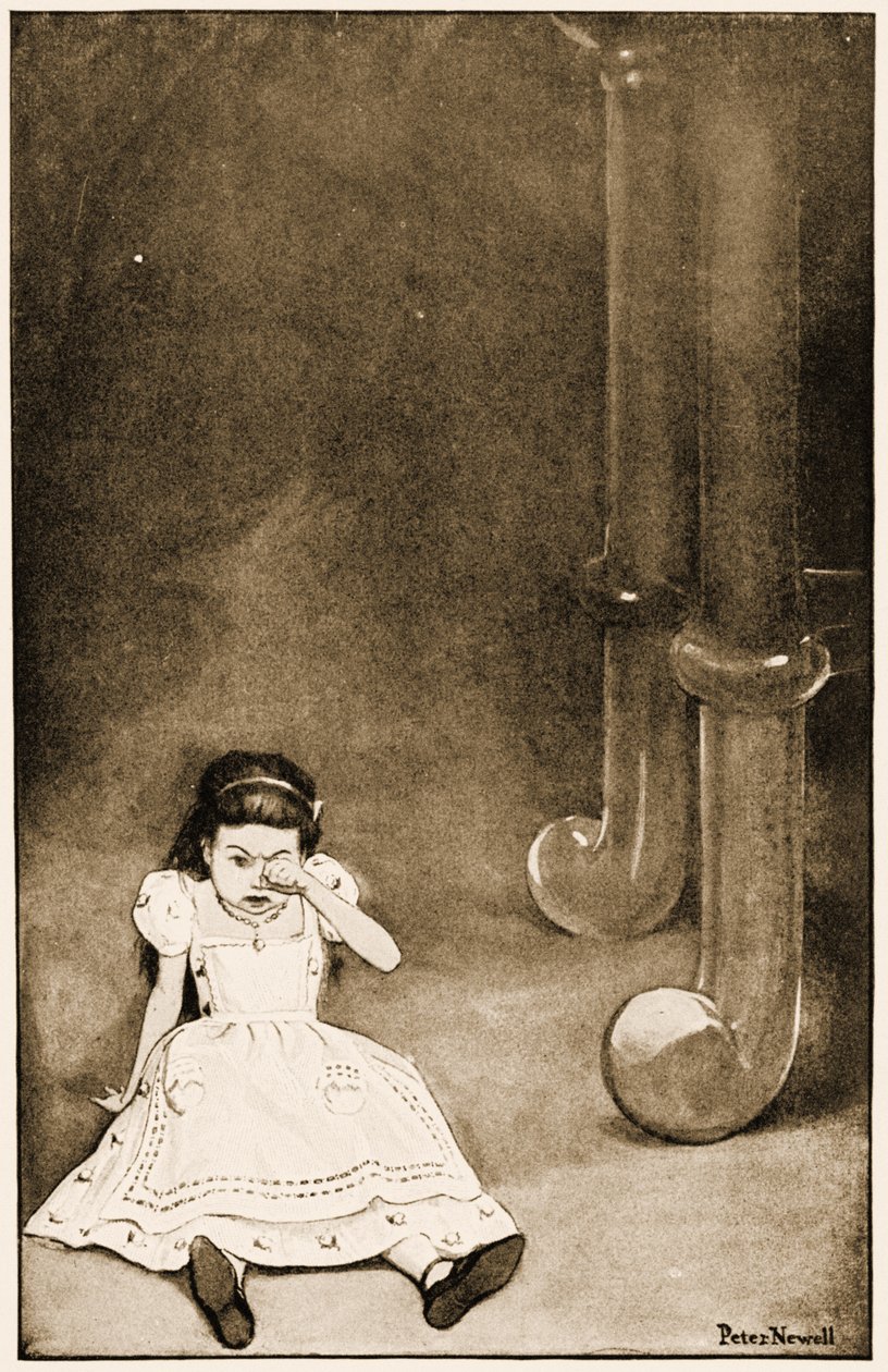 "A szegény kis jószág leült és sírt", illusztráció Lewis Carroll Alice Csodaországban kalandjaihoz, 1901 alkotó: Peter Newell